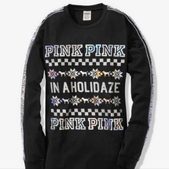 PINK Victoria's Secret Tops - Victoria's Secret "PINK" Long Sleeve Holidaze Tee